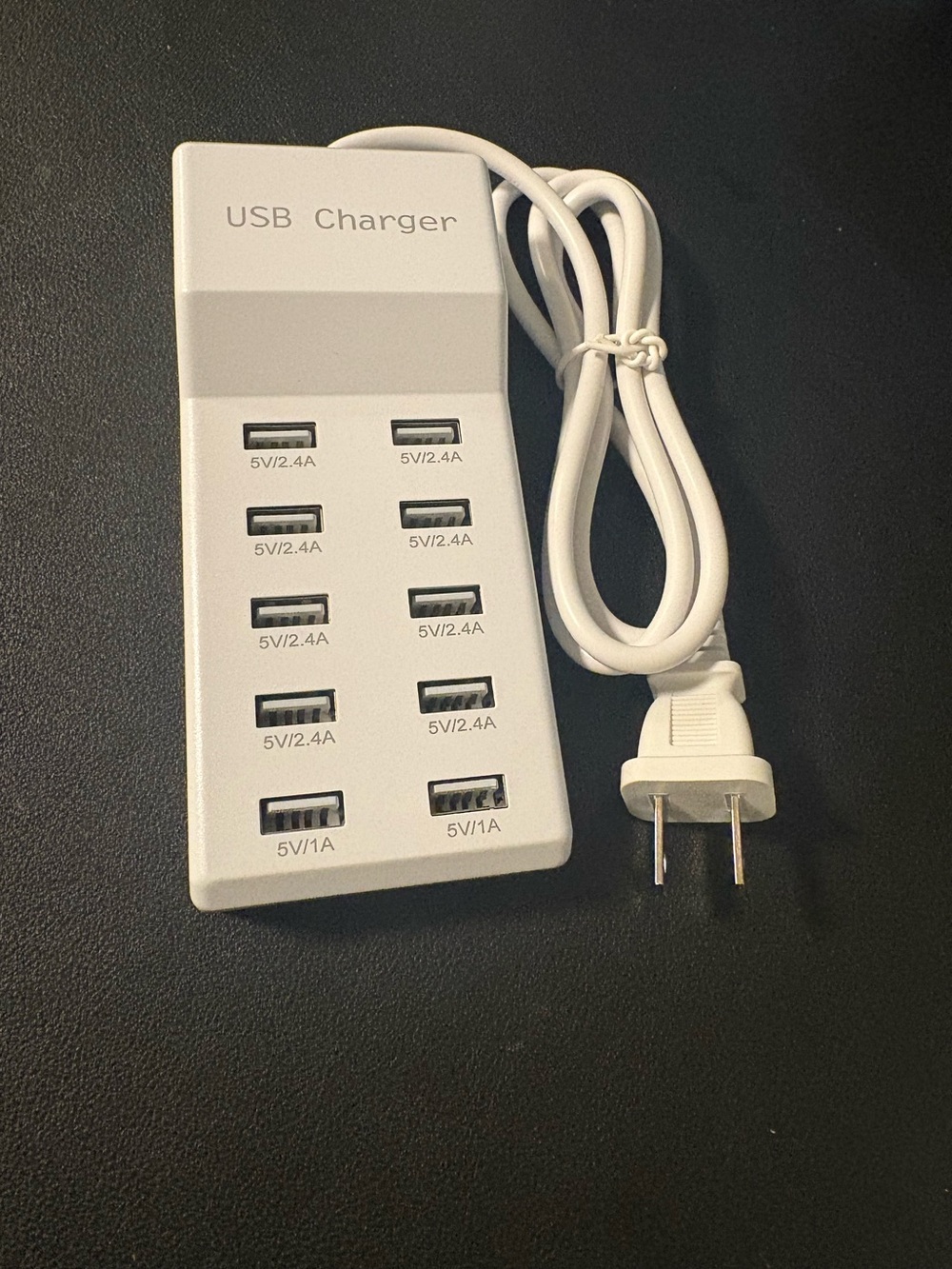 USB Charger 10-Port Fast Charging Hub - White